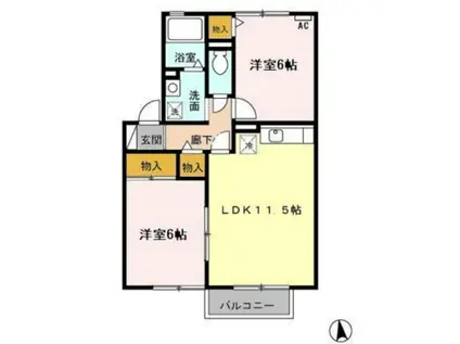 便船塚ハイツB(2LDK/2階)の間取り写真