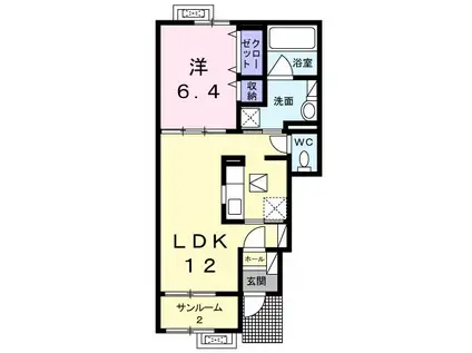 マーキュリーC(1LDK/1階)の間取り写真