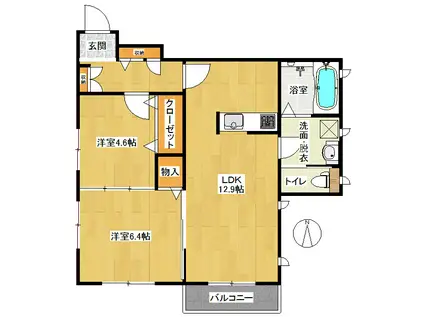 ドエル北小岩(2LDK/2階)の間取り写真