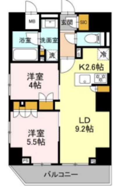 リーラ品川戸越(2LDK/10階)の間取り写真
