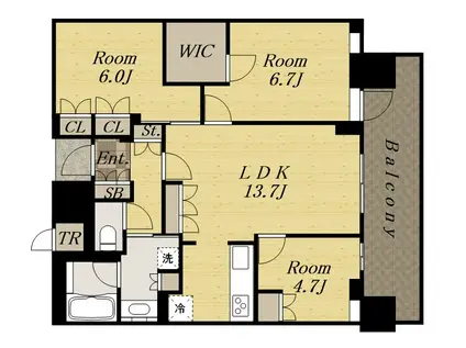 ジオタワー宝塚グランレジスTHE ノース(3LDK/24階)の間取り写真