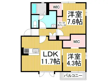 フレグランス永田A(2LDK/2階)の間取り写真