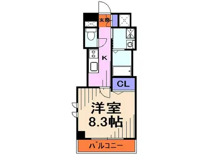 グレースタウン ミソノ(1K/4階)の間取り写真