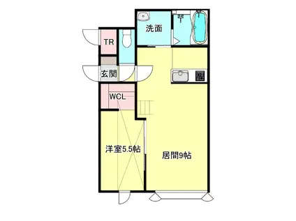 東光18条4丁目A(1LDK/2階)の間取り写真