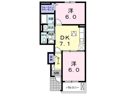 アルバフラン C(2DK/1階)の間取り写真
