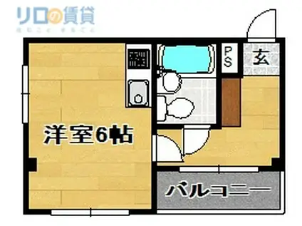 ビラ小松(ワンルーム/4階)の間取り写真