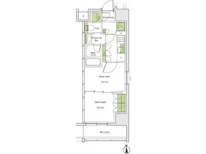 ザ・パークハビオ名古屋松原(2K/5階)の間取り写真