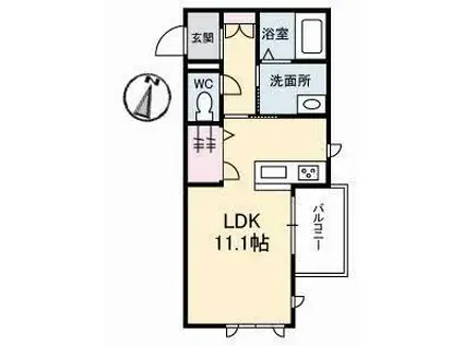 サリーレ(ワンルーム/2階)の間取り写真