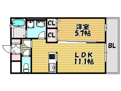 ハイツ清瀧(1LDK/1階)の間取り写真