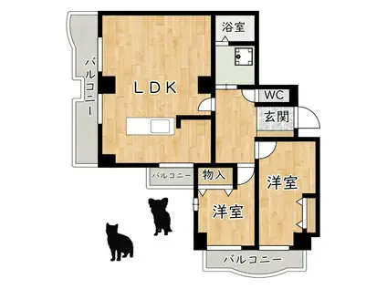 アピアランス平岡(2LDK/2階)の間取り写真