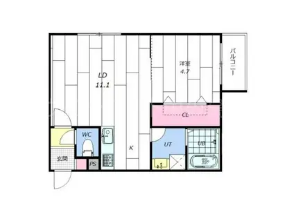 LUANA福住(1LDK/2階)の間取り写真