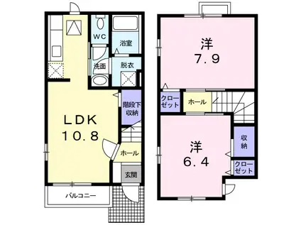 ファミーユ佐久II(2LDK/1階)の間取り写真