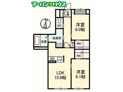 プランドミール(2LDK/1階)の間取り写真