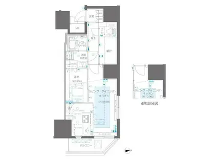 ズーム信濃町(1LDK/10階)の間取り写真