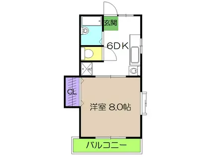 ライフピア岡田(1DK/2階)の間取り写真