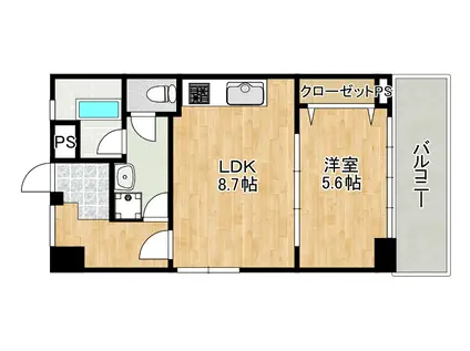 池上公園ビル(1LDK/4階)の間取り写真