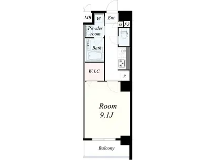 エルディオーネ上町台(1K/4階)の間取り写真