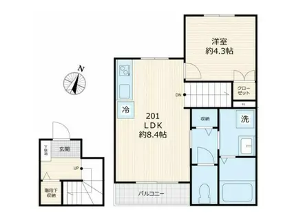 KRSUNCOURT(1LDK/2階)の間取り写真