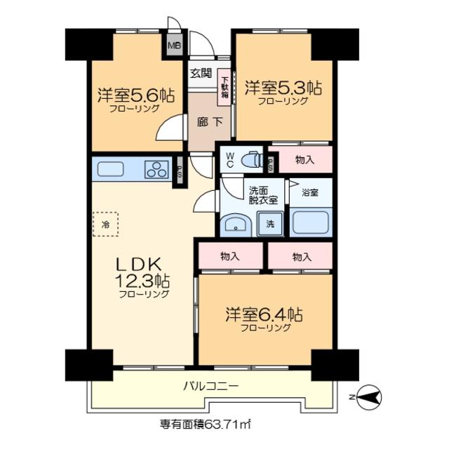綾瀬プルミエ(3LDK/6階)の間取り写真