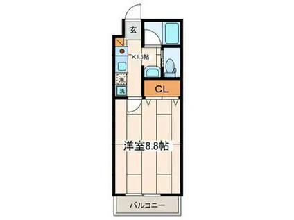 PALMCOVE湘南(1K/2階)の間取り写真