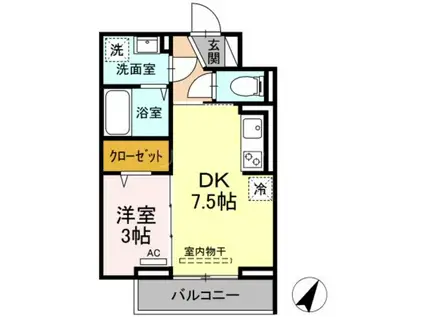 AOIパレス溝の口(1DK/2階)の間取り写真