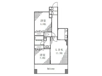 アデニウム入谷ステーションファースト(2LDK/7階)の間取り写真