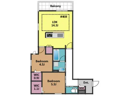 エルズプラス高円寺南(2LDK/3階)の間取り写真