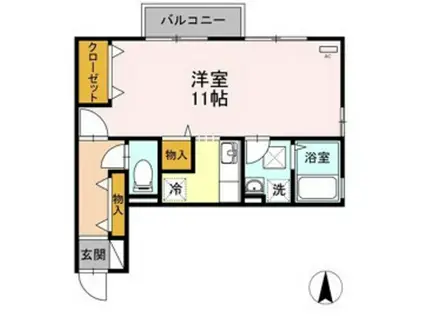 フェイバリットフラットB (ワンルーム/1階)の間取り写真