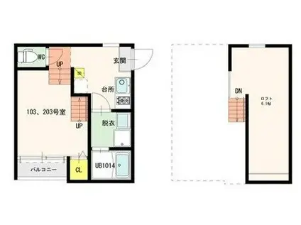 メゾンM(1K/1階)の間取り写真