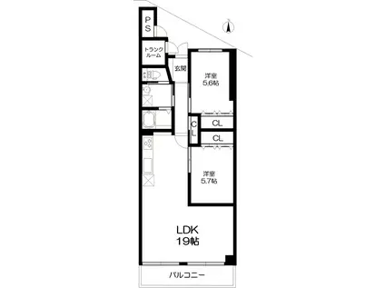 コンドミニアム千里中央(2LDK/6階)の間取り写真