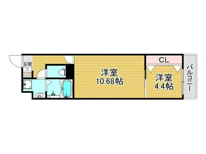 ラ・フェリシア西九条(1LDK/2階)の間取り写真