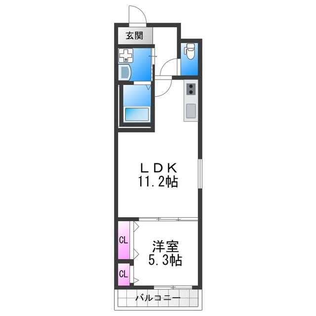 フジパレス今川公園V番館(1LDK/2階)の間取り写真