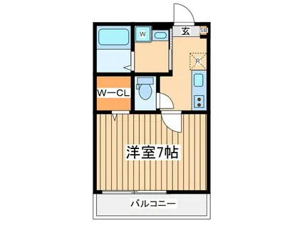 ウィズファン小田急相模原駅南口(1K/2階)の間取り写真