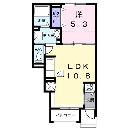 プラシード・ピアッツァ(1LDK/1階)の間取り写真