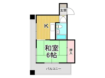 ウインドフォー南本町(1K/6階)の間取り写真