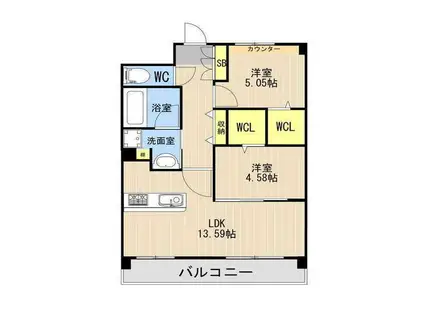 LIBTH光の森II(2LDK/8階)の間取り写真