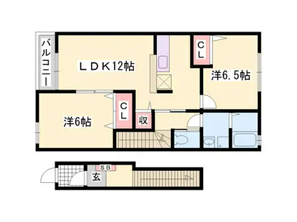 リヨン・たつのA棟(2LDK/2階)の間取り写真
