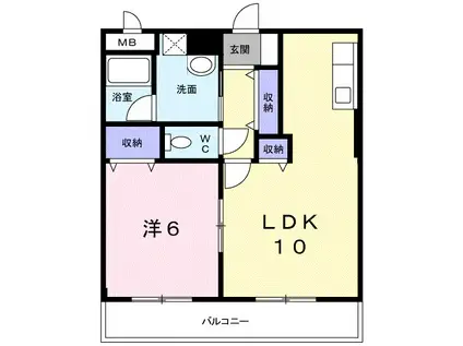 クイールI(1LDK/2階)の間取り写真
