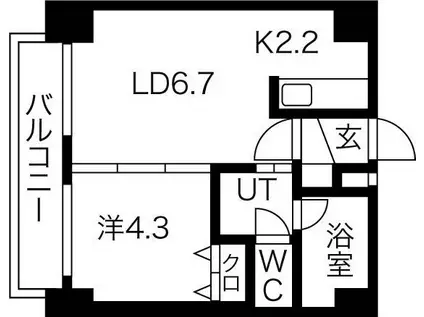 ボヌール手稲(1LDK/2階)の間取り写真