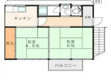 コリーナ尺谷(2K/2階)の間取り写真