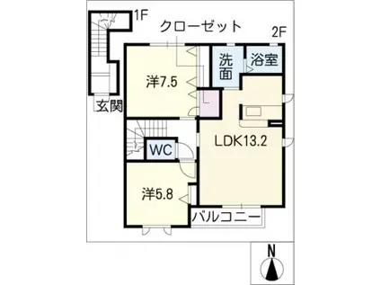 SOAVITA(2LDK/2階)の間取り写真