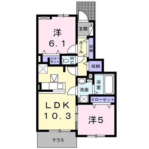 ウッディ オアシスII(2LDK/1階)の間取り写真