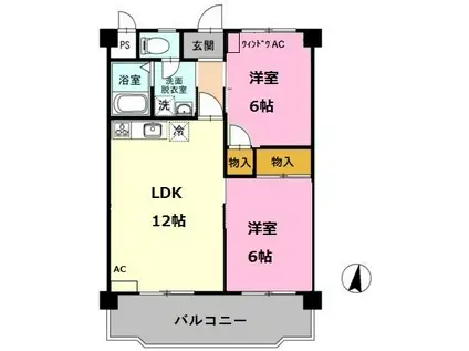 ヴィンテージ本多III(2LDK/1階)の間取り写真