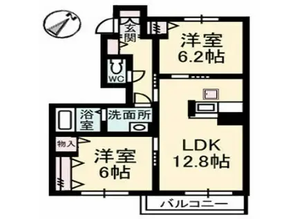 シャーメゾン ラ・フルール(1LDK/1階)の間取り写真