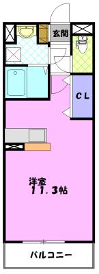ルーナシティ(1K/1階)の間取り写真