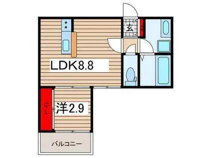 SIMODA大宮土呂(1LDK/2階)の間取り写真