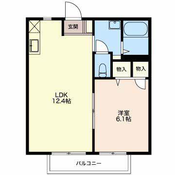 ヴェルジェサークII(1LDK/2階)の間取り写真