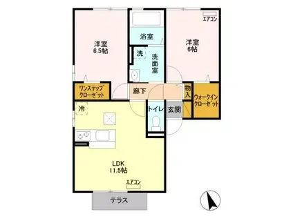 PROUD GARDEN(2LDK/1階)の間取り写真