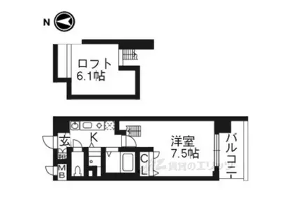 プレサンス京都修学院402(1K/4階)の間取り写真