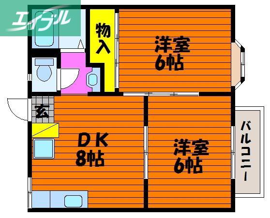 サン・ポート(2DK/2階)の間取り写真